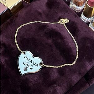 Custom Zipperpull white heart pendant bracelet